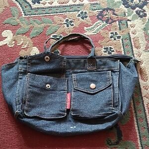Denim Tote Bag with Pockets